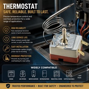 <span class=keywords><strong>Thermostat</strong></span> capillaire pour chauffe-eau, pièces de rechange pour <span class=keywords><strong>chaudière</strong></span>, four rotatif, usage hôtelier, <span class=keywords><strong>gaz</strong></span>, 220V 50HZ, machine à laver à tambour - Product Image 1