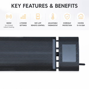 JHheatsup 1800W WiFi Tuya <span class=keywords><strong>Chauffage</strong></span> de Terrasse Extérieur Intérieur Panneau Chauffant Mural Électrique <span class=keywords><strong>Infrarouge</strong></span> avec 4 Niveaux de Puissance - Product Image 2