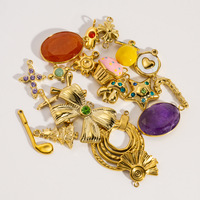 Breloques en acier inoxydable plaqué PVD, motifs crucifix, étoile, champignon, nœud papillon, strass et pendentifs sapin de Noël, fournitures pour la fabrication de bijoux