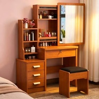 Coiffeuse nordique pratique avec miroir et armoire de rangement latérale pour la chambre à coucher