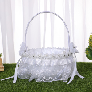 Panier de demoiselle d'honneur en soie et dentelle, élégant, vintage, de luxe, détachable, nouvelle arrivée, professionnel, portable, petit, vente en gros - Product Image 2