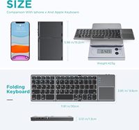 Teclado Inalámbrico Bluetooth Plegable, Mini Teclados Plegables con Panel Táctil para PC, Mac, Smartphone, Windows, iOS, Android