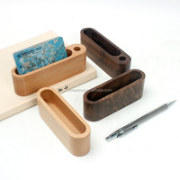 Wanuocraft Personnalisé Logo Hêtre Noyer En Bois Support de Carte Porte-Stylo De Bureau Carte de Visite Boîte Organisateur
