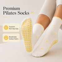 Chaussettes mi-mollet sportives en jacquard antidérapantes pour femmes avec grip, respirantes, séchage rapide, pour yoga et pilates, avec logo personnalisé