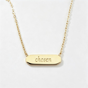 Collier barre gravé en acier inoxydable avec verset biblique Éphésiens 1:4 « Les Élects choisis», bijou religieux chrétien, cadeau - Product Image 1