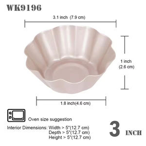 ชุดพิมพ์ทาร์ตทรงกลม WK9196 4 ชิ้น เคลือบสารกันติด ลายลายนูนสีทอง พร้อมฐานรองพิมพ์เค้กแบบรักษ์โลก - Product Image 5