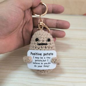 Factory Cute Positive Potato Wool Knitted Doll Mini Home <b>Car</b> <b>Ornament</b> Keychain Gifts Toy Key Pendants - Product Image 3