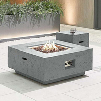 Promotion : Brasero carré FRC en MgO de 36,22 po, foyer à gaz pour extérieur, patio, jardin, cour, piscine, cheminée en GFRC avec pierres de lave et couvercle