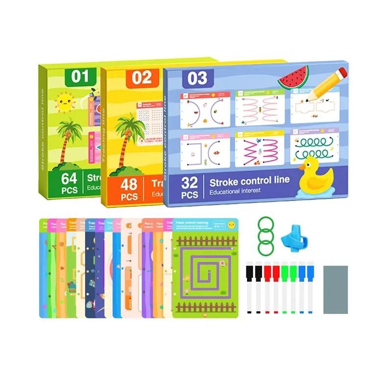 2023Erasable Stroke Control Line Children's Writing Practice Kindergarten Pen Control Exercise Book For Kid Educational Toy Gift