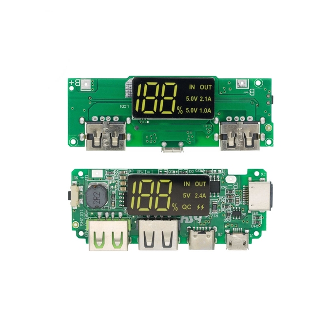 LED Dual USB 5V 2.4A Type-C USB Mobile Power Bank 18650 Charging Module Lithium Battery Charger Board Circuit...