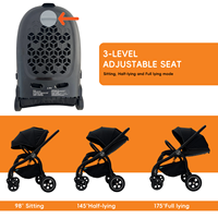 Carrinho de Bebê 3 em 1 com Design Reforçado, Assento Elevado e Protetores Solares para Sistema de Viagem