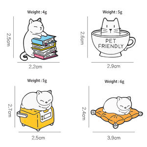 Cartoon Niedliche Schwarz-Weiß-Katze Brosche Lazy Coffee Style Spaß Kreative Legierung Zubehör Tier Thema Abzeichen Metall Handwerk Pins - Product Image 3