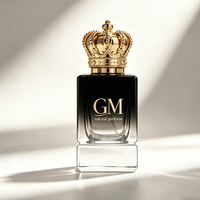 Bouteilles de parfum en verre transparent mat/givré personnalisées de luxe en gros, vides, 30ml 50ml 100ml, avec vaporisateur et base lourde, boîte cadeau noire