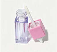 Envases al por mayor para aceite labial cuadrado, tubos de brillo labial con etiqueta personalizada y tapa de rosca con brocha