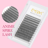 Nouvel Arrivage EMEDA : Extensions de cils Manga Spire Anime préfabriquées, plateaux de cils effet wispy personnalisés, en PBT coréen doux, noir mat