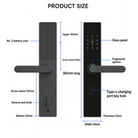 Poignée de porte numérique intelligente Vertexis TTlock WiFi noire avec empreinte digitale biométrique et clé électronique pour usage domestique dans les hôtels/appartements