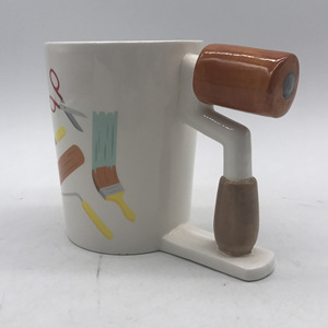 Taza de cerámica hecha a mano con mango para raspar pintura, diseño novedoso con letras impresas, regalo para entusiastas del bricolaje, 8,4 cm x 11 cm - Product Image 5