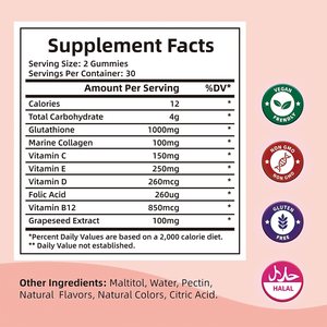 Private Label Meereskollagen-Gummibärchen für Haare und Haut Aufhellendes Schönheits-Nahrungsergänzungsmittel für Frauen Sichere Gummibonbons Nicht für Schwangere - Product Image 5