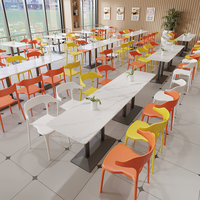 Ensemble de table et chaises de salle à manger de style minimaliste moderne, chaise en plastique empilable durable pour cantine scolaire, café