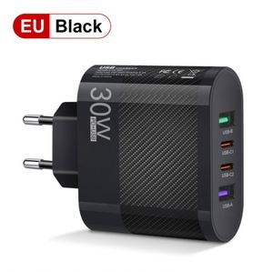 Standard 30W 3.5A 2USB 2 <b>Type</b>-<b>C</b> QC3.0 Fast Charging Cell Phone Charger Multi-Interface European American British Travel Head - Product Image 4