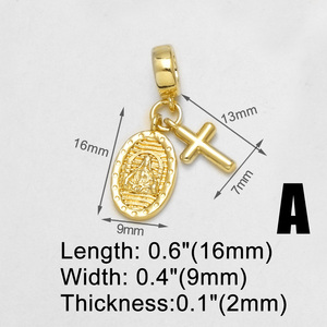 ASJEWELRY Pendentif religieux Vierge Marie Croix Sainte en cuivre plaqué or, pour la fabrication de bijoux pdtc053 - Product Image 6