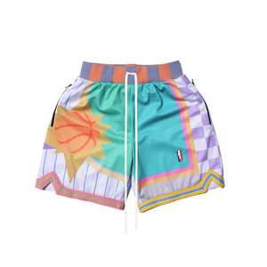 2024 बस बास्केटबॉल जाल स्पैन्डेक्स/पॉलिएस्टर पर्यावरण के अनुकूल त्वरित शुष्क शॉर्ट्स लुभावनी विंटेज शैली कढ़ाई जेब मध्य - Product Image 1