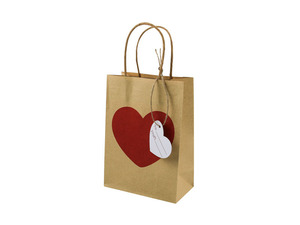 Sacs cadeaux en papier kraft recyclable avec poignée, design cœur pour la Saint-Valentin, pour les cadeaux de fête, les mariages (logo personnalisé) - Product Image 5