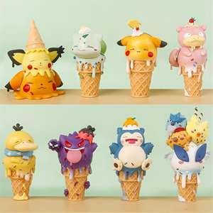 Statues de figurines de manga, <span class=keywords><strong>poke</strong></span> psyduck, gengar, crème glacée, dessin animé à collectionner en PVC, 8 pièces par lot - Product Image 4