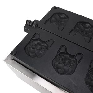 Gaufrier commercial antiadhésif à 4 moules, forme amusante de bouledogue, chauffage double face, machine à gaufres électrique pour restaurant, fête - Product Image 3