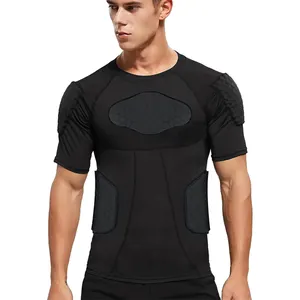 Korte Mouwen Body Safe Guard Gewatteerde Compressie Shirts Schouder Rib Borst Protector Pak Voor Voetbal Basketbal Paintball Rugby