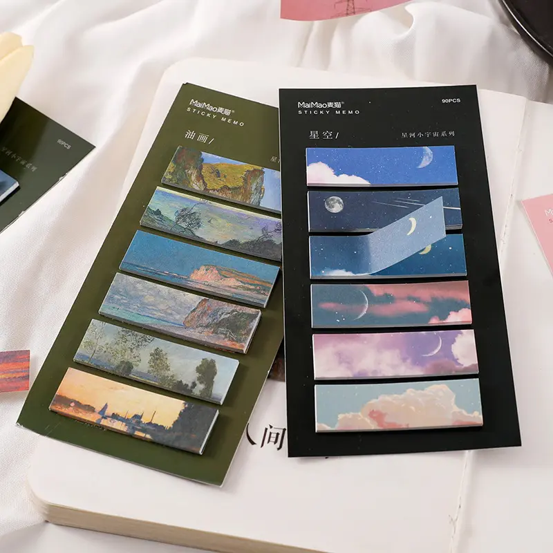 90pcs/pack Wind Index Series Message Notepad Landscape Series Small Fresh Guide Notes Small Notebook Study Memo