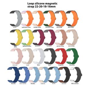16MM 18mm <span class=keywords><strong>20mm</strong></span> 22mm bucle de silicona fuerte Color magnético correa de reloj Universal Reversible deporte reloj inteligente imán Correa pulsera - Product Image 5