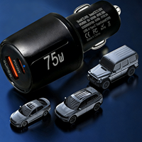 Chargeur de voiture 75W PD45W Type C QC3.0 USB double port, adaptateur de charge rapide pour téléphone portable, iPhone, Samsung, ordinateur portable