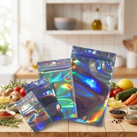 Zipock refermable avec logo personnalisé Petits sacs hologrammes d'emballage alimentaire comestibles en plastique mylar en feuille d'aluminium anti-odeur