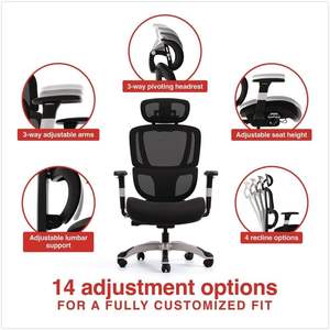 Silla Multifuncional Alera Minverva Pro, Soporta 275 lb, Altura del Asiento 17.7''-21.4'', Asiento y Respaldo Negros, Base Negra Hecha de Espuma de Nylon - Product Image 4