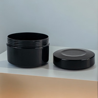 Pots à lotion ronds vides de 200 ml, noirs, à large ouverture, en plastique PP noir, pour crème et beurre, avec couvercle à vis.
