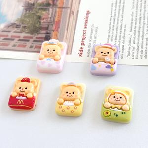 Oso de dibujos animados durmiendo lindo borrador ecológico crema cabeza de goma cuerda nevera pegatina teléfono móvil pegatina Diy pequeña resina - Product Image 2