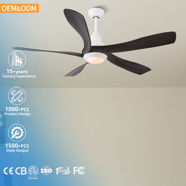 Indoor 52inch LED Light Ceiling Fan with Remote Control and ABS 5 Blade DC Modern Ceiling Fan for Home Hotel