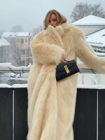 Manteau long élégant et décontracté en fausse fourrure pour femme, col à revers, ample, chaud et écologique, idéal pour l'hiver