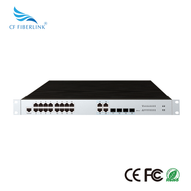 16 Port RJ45 Network Management Gigabit 4 SFP Industrial Switch Static Routing, Rack Mounted Installation, SNMP Function