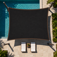 Voile d'ombrage rectangulaire personnalisée en HDPE noir stabilisé aux UV pour patio, bord de piscine, terrasse et jardin
