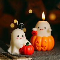 Bougie parfumée Citrouille Fantôme pour Halloween, en cire de soja, faite à la main, idéale comme souvenir ou cadeau pour la décoration de table de fête d'Halloween