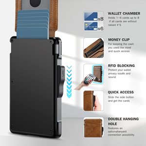 Người đàn ông của ví RFID PU Da Bifold Ví lớn chủ thẻ kinh doanh với logo vật liệu kim loại Pop Up Ví - Product Image 3