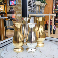 Vase à fleurs en métal plaqué or en acier inoxydable pour bureau, maison, hôtel, centre commercial, décorations de Noël gravées