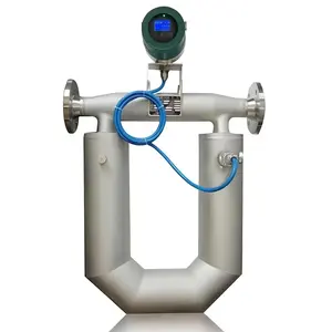 ความแม่นยําสูง 0.2% อุณหภูมิสูง Lpg Coriolis แก๊ส Flowmeter ของเหลว Rs485 ดีเซลเครื่องวัดการไหลของมวลน้ํามันบริโภคน้ํามันเครื่องวัดการไหลของมวล