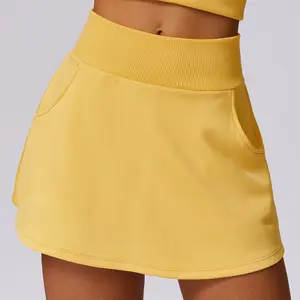 Alta calidad mujeres deportes 2 uds faldas cintura alta piel amigable pantalones cortos transpirables secado rápido tenis Yoga faldas