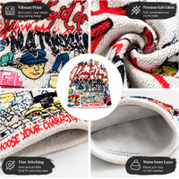 Bonnet vintage imprimé bande dessinée, bonnet d'hiver à motif lettres graffiti, style streetwear Y2K, unisexe, pour tous les jours