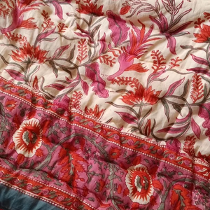 Algodón suave rosa colores bebé edredones indio Jaipuri bloque estampado 100% algodón indio hecho a mano bloque impreso edredón - Product Image 1