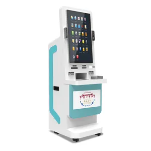 32 Inch Self Service Kiosk Touch Screen Monitor Self Order Kiosks Cash And Coin Dispensing A4 Printer Payment Terminal Kiosk