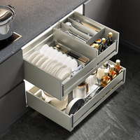 Panier de rangement de cuisine moderne extractible avec support pour bols et assiettes pour armoires